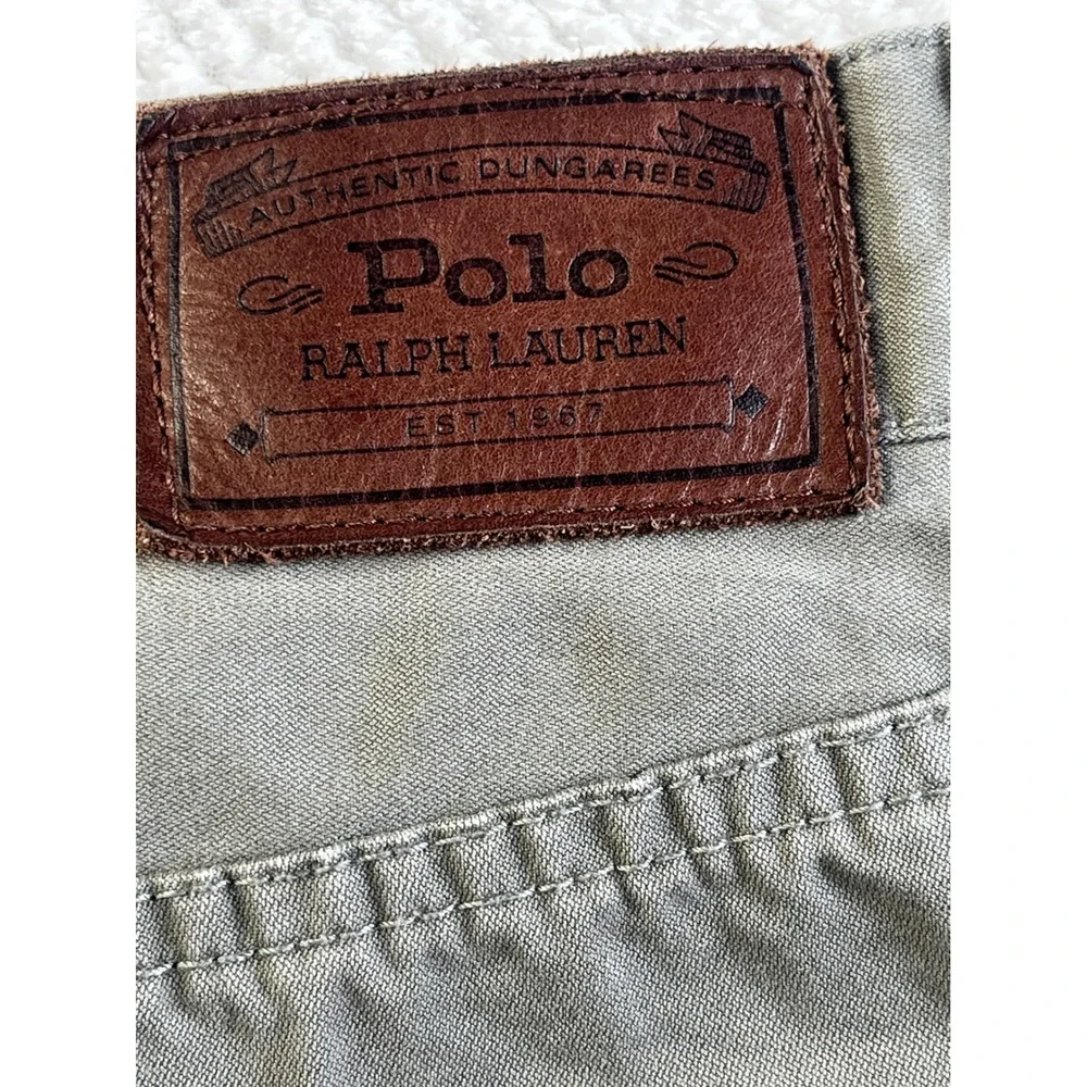 Polo Ralph Lauren 34x32 Straight Leg Chino Olive‎ Grey 5-Pocket Missing button